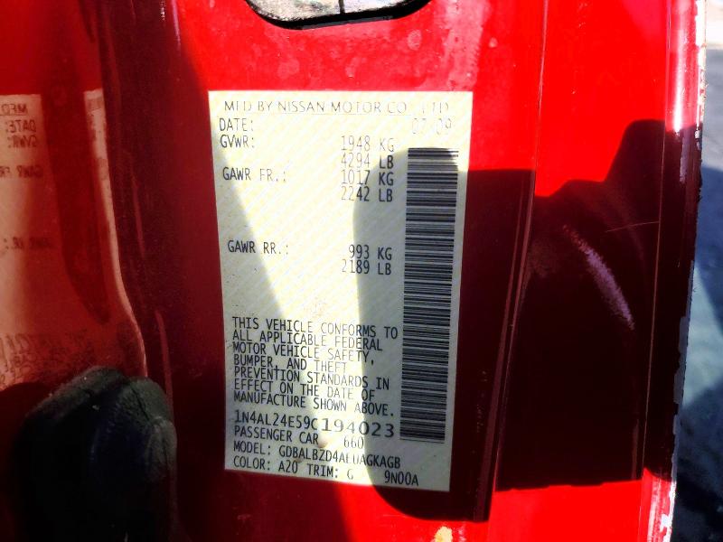 Продажа на аукционе авто 2009 Nissan Altima, vin: 1N4AL24E59C194023, номер лота: 52445836