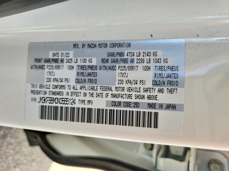 Продаж на аукціоні авто 2022 Mazda Cx-5, vin: JM3KFBBM0N0565124, номер лоту: 53777506