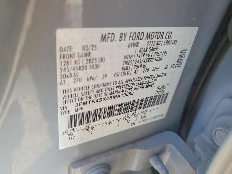 2025 Ford Mustang Mach-e მანქანა იყიდება აუქციონზე, vin: 3FMTK4SX4SMA19588, აუქციონის ნომერი: 53167856
