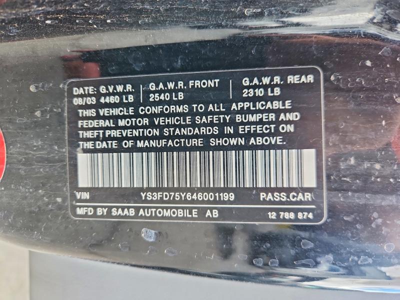 52139326 :رقم المزاد ، YS3FD75Y646001199 vin ، 2004 Saab 9-3 مزاد بيع