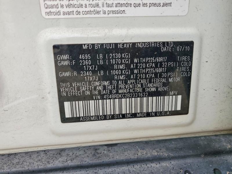 Aukcja sprzedaży 2011 Subaru Outback, vin: 4S4BRDKC2B2331632, numer aukcji: 53921706