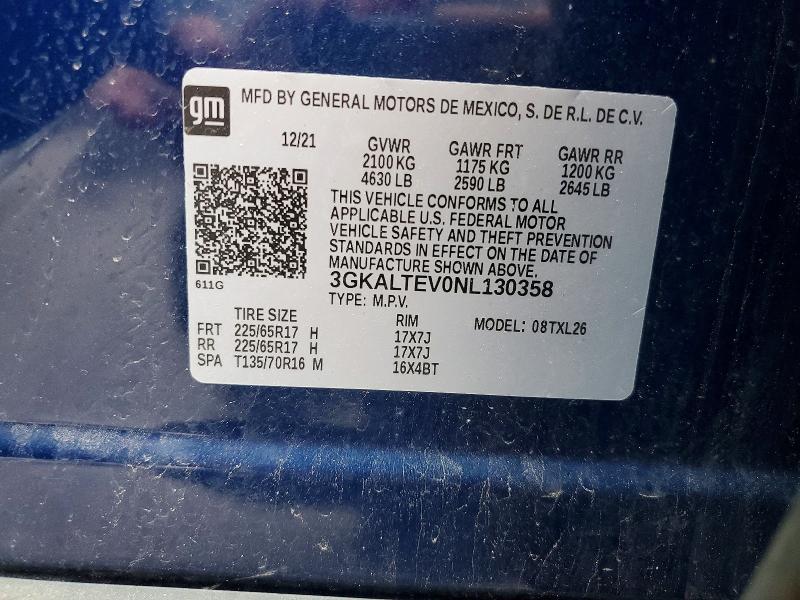 Aukcja sprzedaży 2022 Gmc Terrain, vin: 3GKALTEV0NL130358, numer aukcji: 54948236