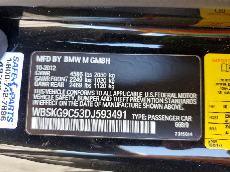 2013 Bmw M3 მანქანა იყიდება აუქციონზე, vin: WBSKG9C53DJ593491, აუქციონის ნომერი: 52783216
