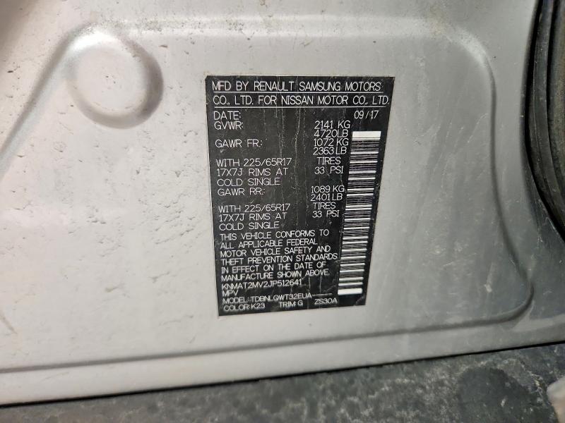 55522506 :رقم المزاد ، KNMAT2MV2JP512641 vin ، 2018 Nissan Rogue مزاد بيع