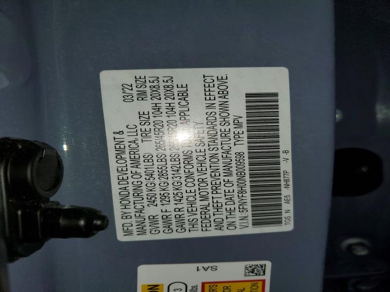Продаж на аукціоні авто 2022 Honda Passport, vin: 5FNYF8H00NB009598, номер лоту: 53821886