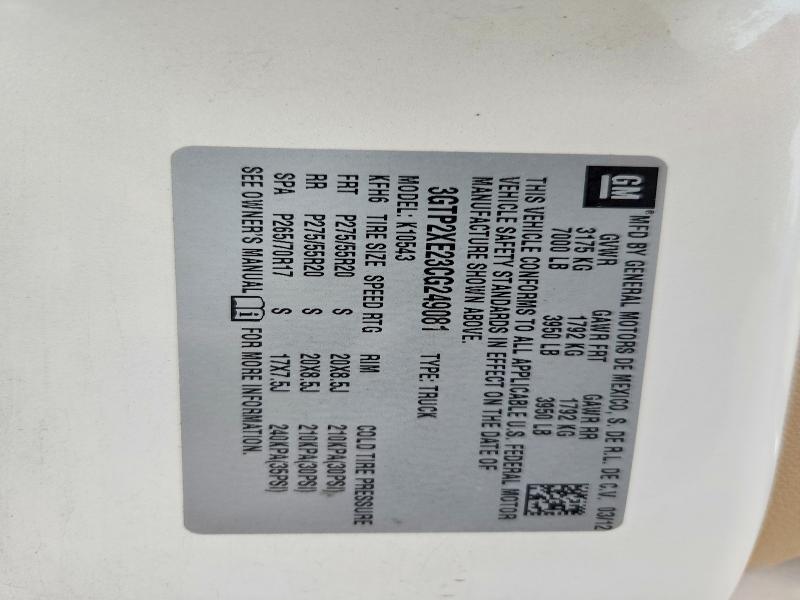 Aukcja sprzedaży 2012 Gmc Sierra, vin: 3GTP2XE23CG249081, numer aukcji: 54685846