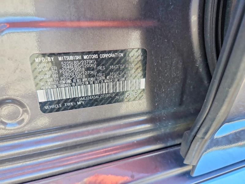 53744626 :رقم المزاد ، JA4J24A54LZ038809 vin ، 2020 Mitsubishi Outlander مزاد بيع
