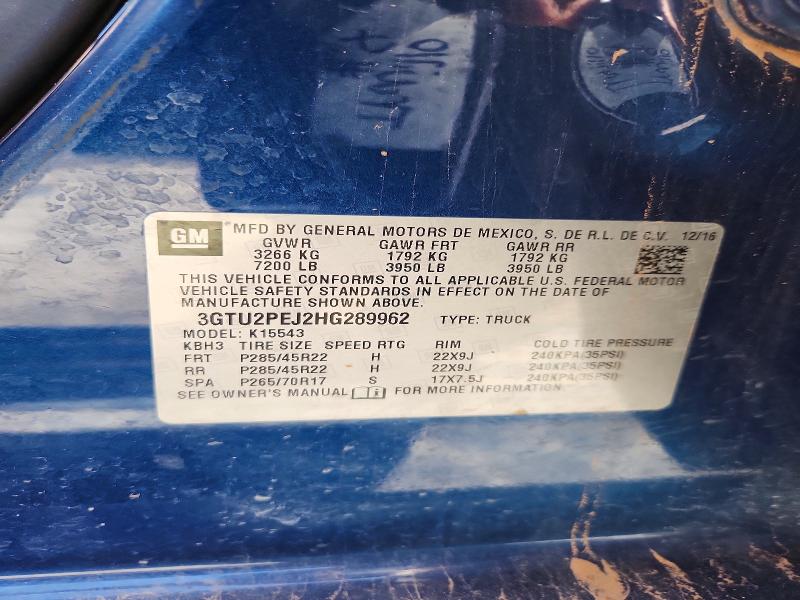Aukcja sprzedaży 2017 Gmc Sierra, vin: 3GTU2PEJ2HG289962, numer aukcji: 53614556