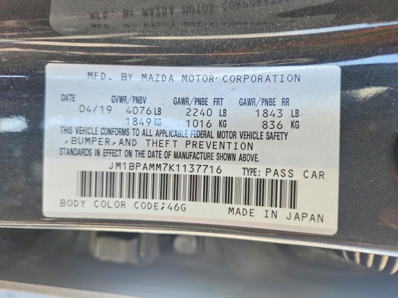 52891276 :رقم المزاد ، JM1BPAMM7K1137716 vin ، 2019 Mazda 3 مزاد بيع