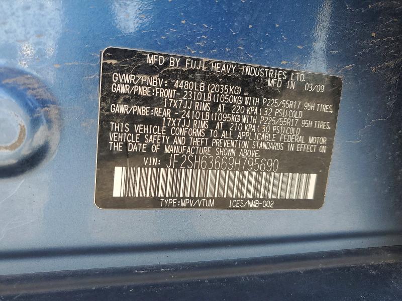 Aukcja sprzedaży 2009 Subaru Forester, vin: JF2SH63669H795690, numer aukcji: 52534896