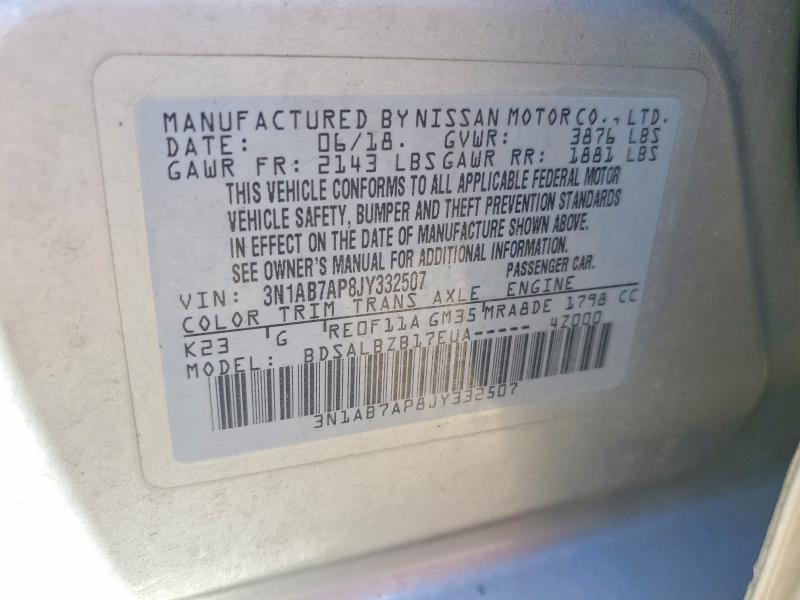 Aukcja sprzedaży 2018 Nissan Sentra, vin: 3N1AB7AP8JY332507, numer aukcji: 53598306
