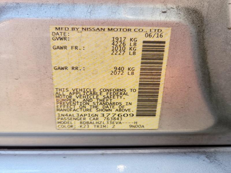 Aukcja sprzedaży 2016 Nissan Altima, vin: 1N4AL3AP1GN377609, numer aukcji: 54477156