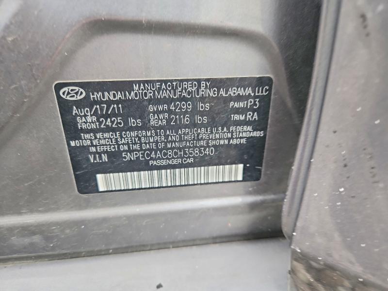 54762156 :رقم المزاد ، 5NPEC4AC8CH358340 vin ، 2012 Hyundai Sonata مزاد بيع