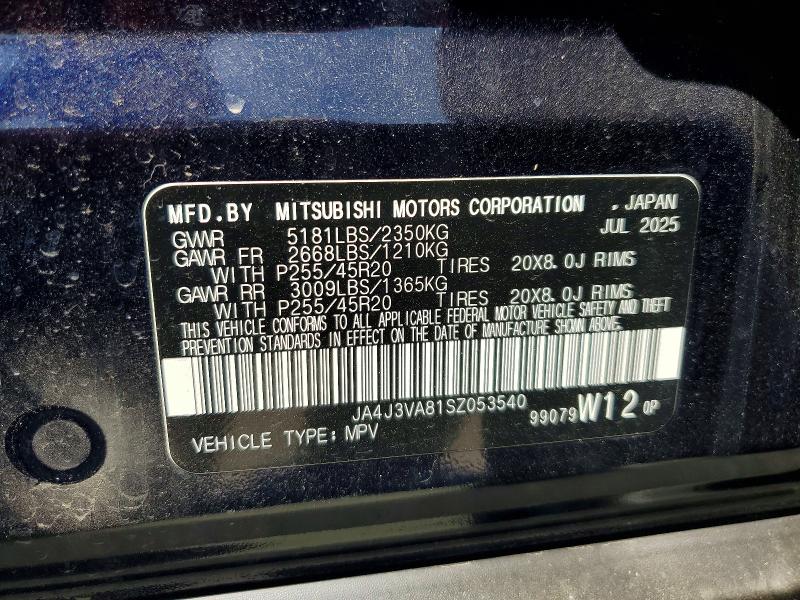 Продажа на аукционе авто 2025 Mitsubishi Outlander, vin: JA4J3VA81SZ053540, номер лота: 52004676