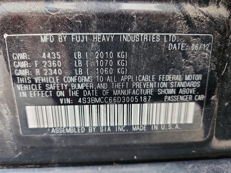54233936 :رقم المزاد ، 4S3BMCC66D3005187 vin ، 2013 Subaru Legacy مزاد بيع