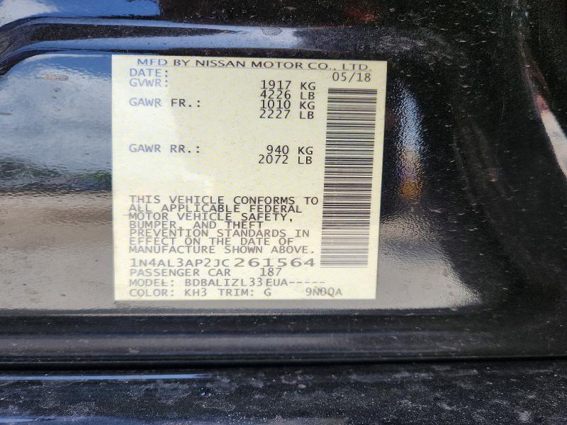 Продаж на аукціоні авто 2018 Nissan Altima, vin: 1N4AL3AP2JC261564, номер лоту: 55209886