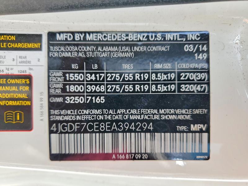Aukcja sprzedaży 2014 Mercedes-benz Gl, vin: 4JGDF7CE8EA394294, numer aukcji: 52918076
