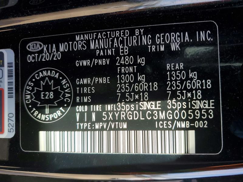 Продажа на аукционе авто 2021 Kia Sorento, vin: 5XYRGDLC3MG005953, номер лота: 52391746