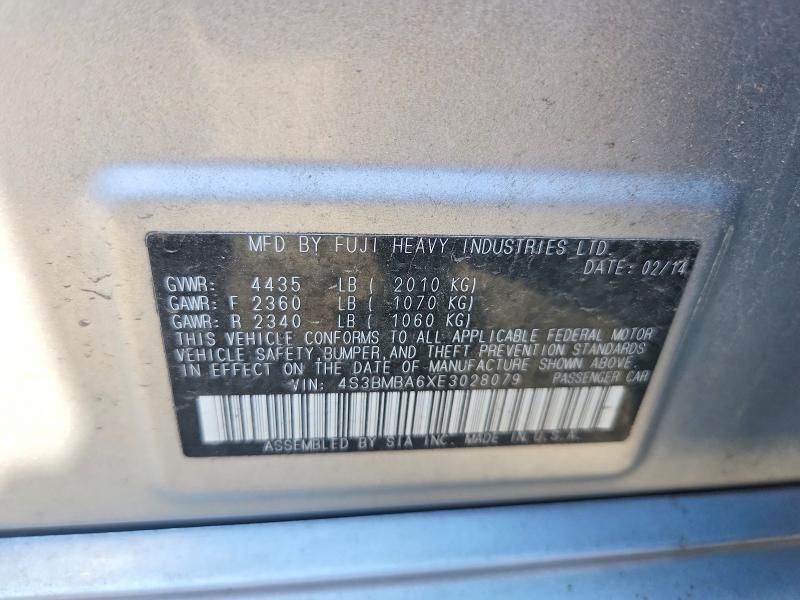 2014 Subaru Legacy მანქანა იყიდება აუქციონზე, vin: 4S3BMBA6XE3028079, აუქციონის ნომერი: 53713686