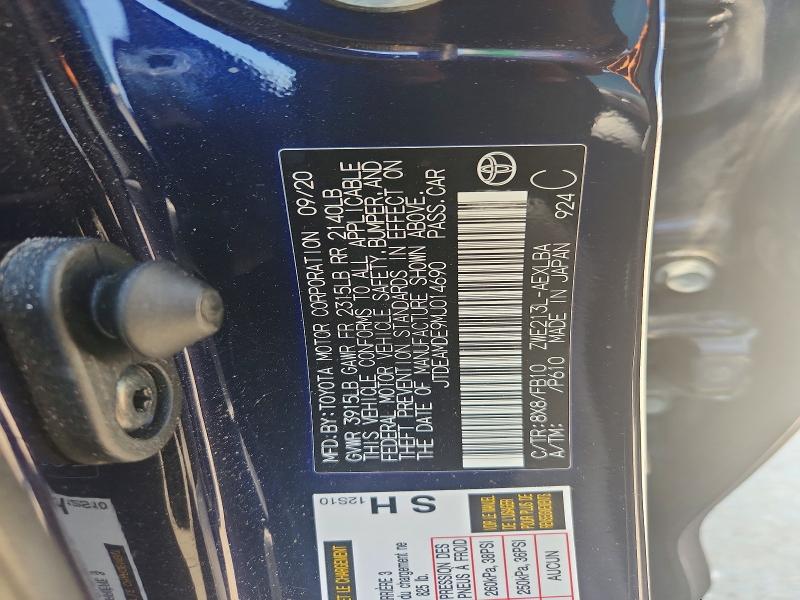 52239556 :رقم المزاد ، JTDEAMDE9MJ014690 vin ، 2021 Toyota Corolla مزاد بيع