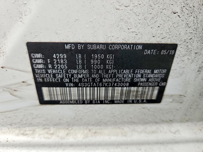 Продажа на аукционе авто 2019 Subaru Impreza, vin: 4S3GTAT67K3743008, номер лота: 54765226