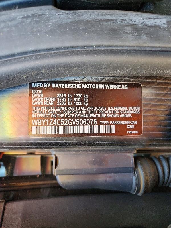 55078166 :رقم المزاد ، WBY1Z4C52GV506076 vin ، 2016 Bmw I3 مزاد بيع