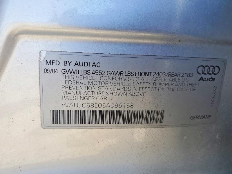 Продажа на аукционе авто 2005 Audi A4, vin: WAUJC68E05A096158, номер лота: 53802446