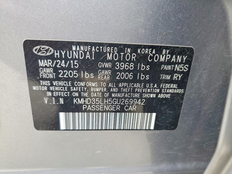 2016 Hyundai Elantra Gt მანქანა იყიდება აუქციონზე, vin: KMHD35LH5GU269942, აუქციონის ნომერი: 53426466