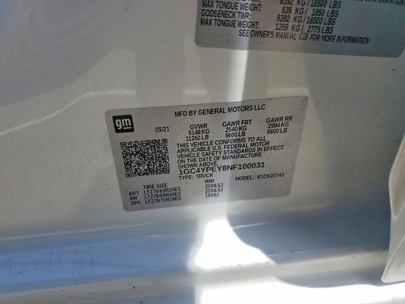 Aukcja sprzedaży 2022 Chevrolet Silverado, vin: 1GC4YPEY8NF100031, numer aukcji: 57700336