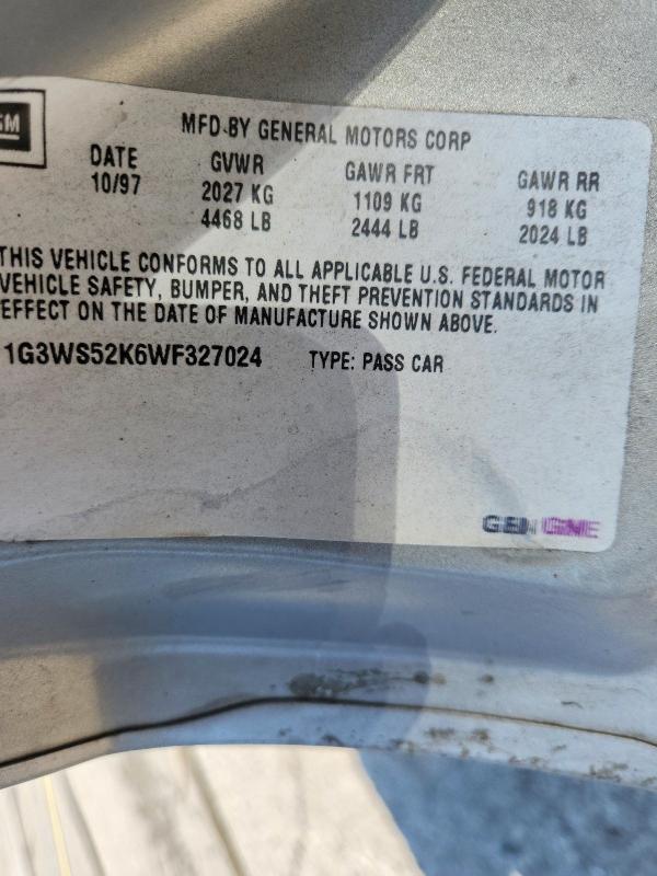 1998 Oldsmobile Intrigue მანქანა იყიდება აუქციონზე, vin: 1G3WS52K6WF327024, აუქციონის ნომერი: 54705936