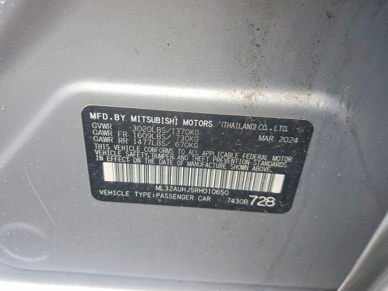 Aukcja sprzedaży 2024 Mitsubishi Mirage, vin: ML32AUHJ5RH010650, numer aukcji: 54485376