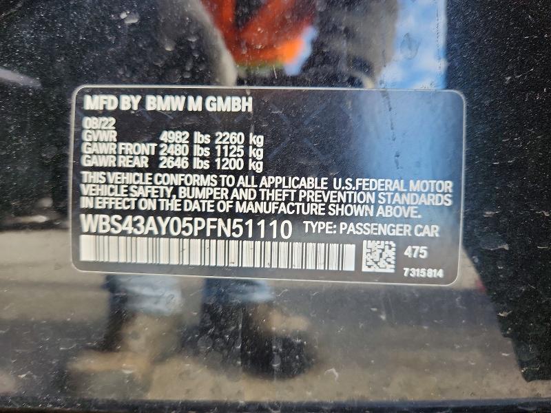 Aukcja sprzedaży 2023 Bmw M3, vin: WBS43AY05PFN51110, numer aukcji: 53704806