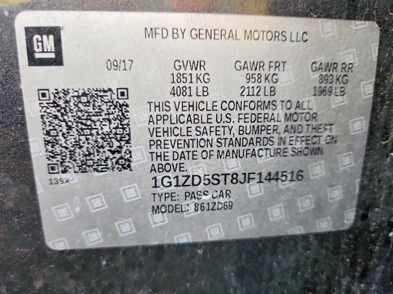 54635896 :رقم المزاد ، 1G1ZD5ST8JF144516 vin ، 2018 Chevrolet Malibu مزاد بيع