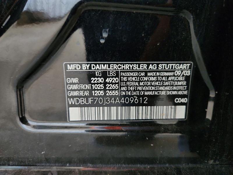 Продажа на аукционе авто 2004 Mercedes-benz E, vin: WDBUF70J34A409612, номер лота: 52727216