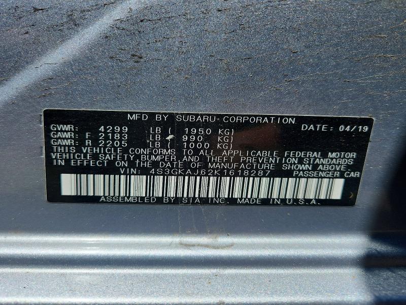 Aukcja sprzedaży 2019 Subaru Impreza, vin: 4S3GKAJ62K1618287, numer aukcji: 53158946