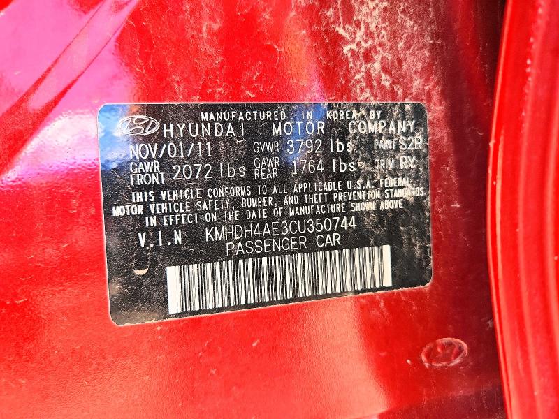 Aukcja sprzedaży 2012 Hyundai Elantra, vin: KMHDH4AE3CU350744, numer aukcji: 52447146