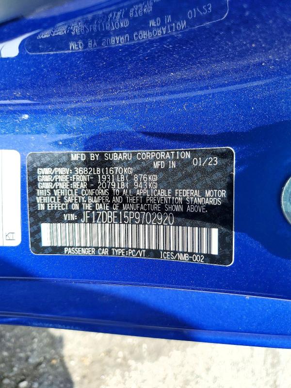 Продаж на аукціоні авто 2023 Subaru Brz, vin: JF1ZDBE15P9702920, номер лоту: 55586506