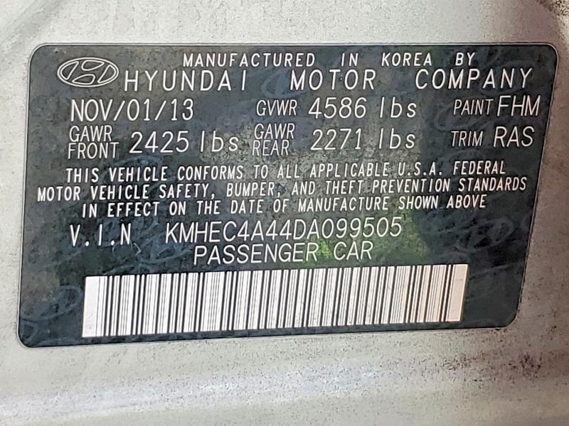 Продаж на аукціоні авто 2013 Hyundai Sonata Hybrid, vin: KMHEC4A44DA099505, номер лоту: 46481736
