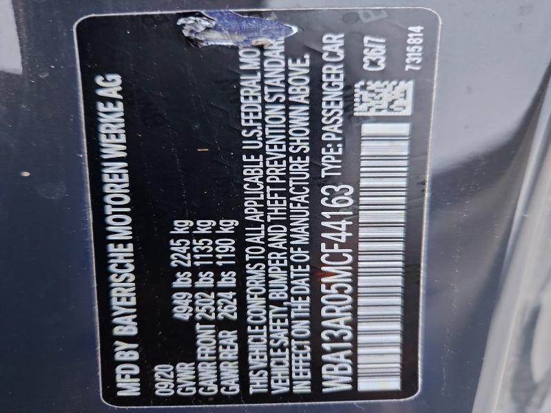 Продаж на аукціоні авто 2021 Bmw M440xi, vin: WBA13AR05MCF44163, номер лоту: 51725506