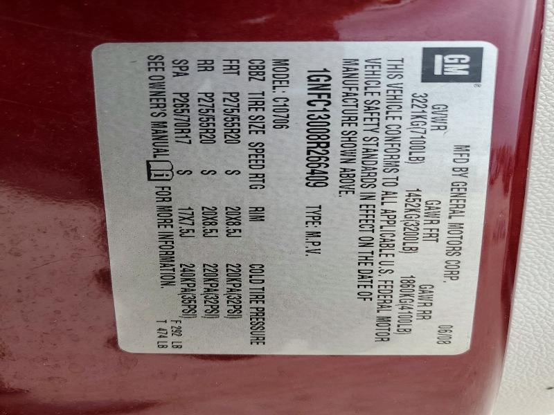 2008 Chevrolet Tahoe მანქანა იყიდება აუქციონზე, vin: 1GNFC13008R266409, აუქციონის ნომერი: 52649566