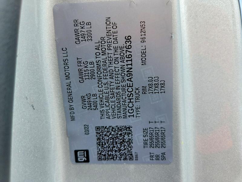 Aukcja sprzedaży 2022 Chevrolet Colorado, vin: 1GCHSCEA9N1167636, numer aukcji: 55071766