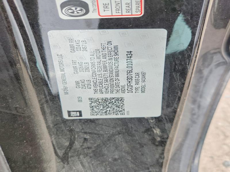 54297896 :رقم المزاد ، 1G1FH3D76L0107434 vin ، 2020 Chevrolet Camaro مزاد بيع