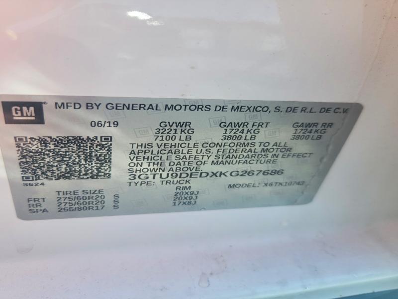 Aukcja sprzedaży 2019 Gmc Sierra, vin: 3GTU9DEDXKG267686, numer aukcji: 52729436