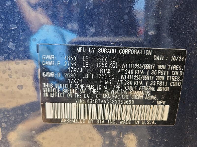 Aukcja sprzedaży 2025 Subaru Outback, vin: 4S4BTAAC5S3159690, numer aukcji: 54529506