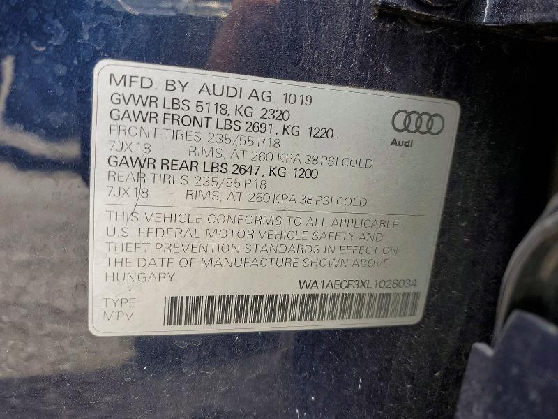 Продажа на аукционе авто 2020 Audi Q3, vin: WA1AECF3XL1028034, номер лота: 54046386