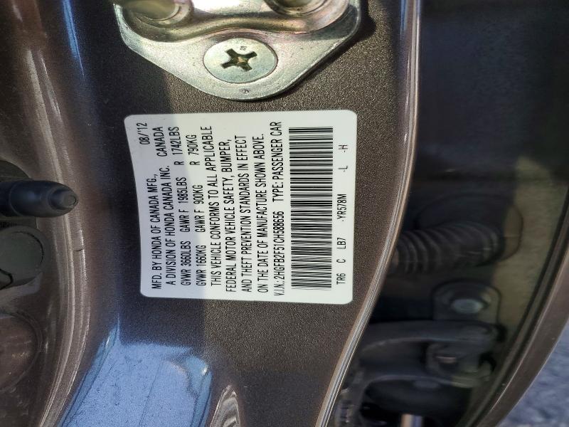 Продажа на аукционе авто 2012 Honda Civic, vin: 2HGFB2F51CH588656, номер лота: 52199036
