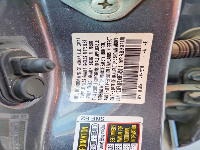 51288726 :رقم المزاد ، 19XFA1F6XBE045014 vin ، 2011 Honda Civic مزاد بيع