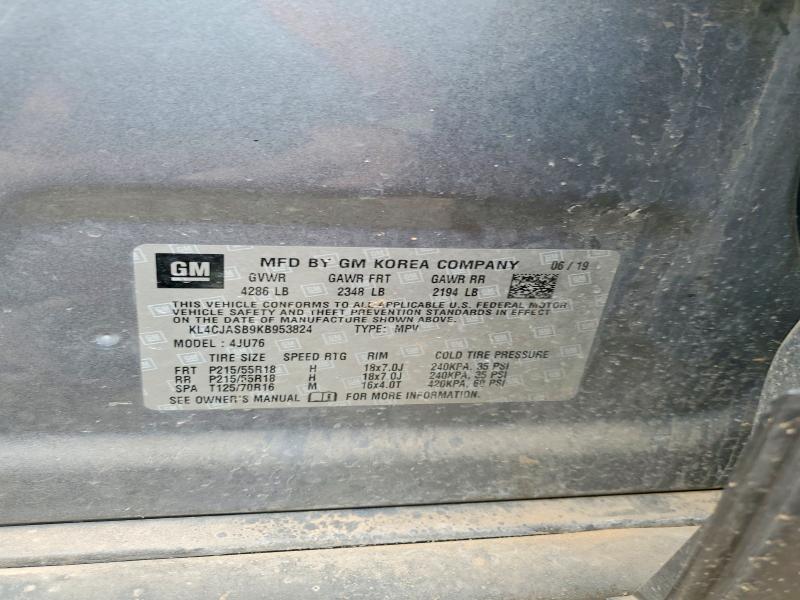 2019 Buick Encore მანქანა იყიდება აუქციონზე, vin: KL4CJASB9KB953824, აუქციონის ნომერი: 52993216