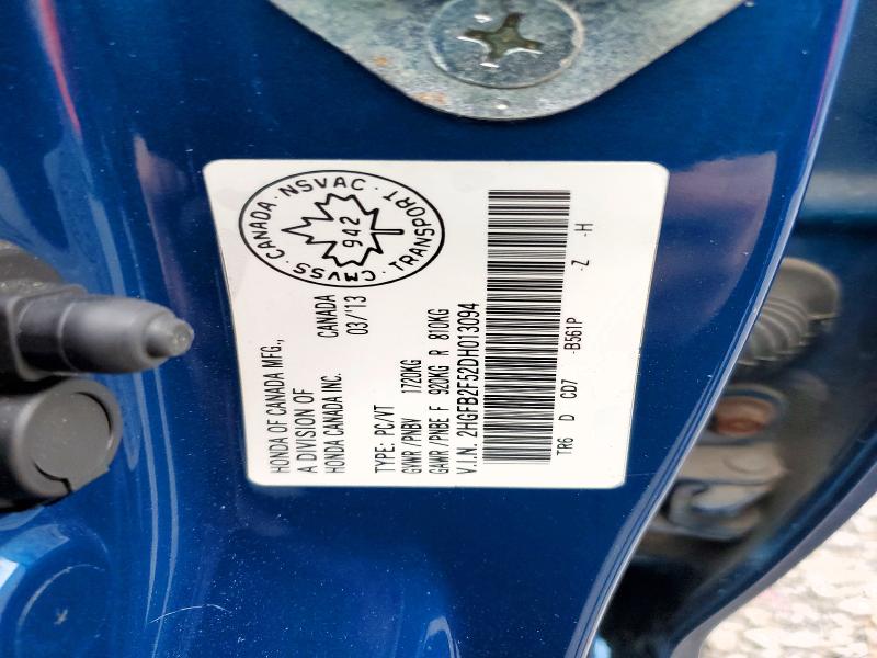 51514456 :رقم المزاد ، 2HGFB2F52DH013094 vin ، 2013 Honda Civic مزاد بيع