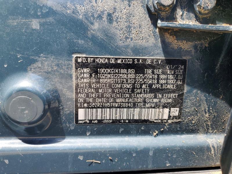 52955866 :رقم المزاد ، 3CZRZ1H57RM738840 vin ، 2024 Honda Hr-v مزاد بيع